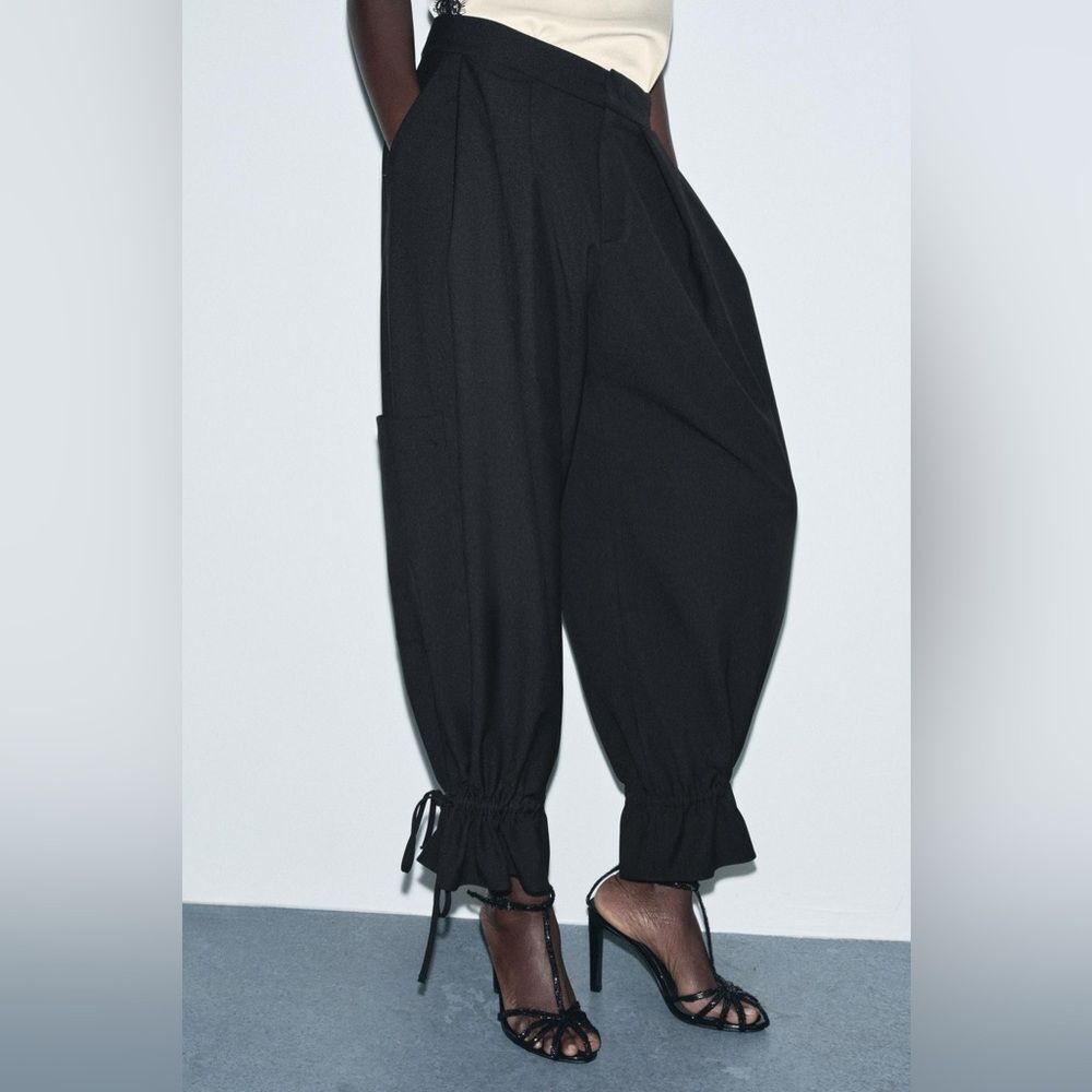 ZARA ZW COLLECTION CARGO PANTS WITH BOWS - Picture 8 of 8